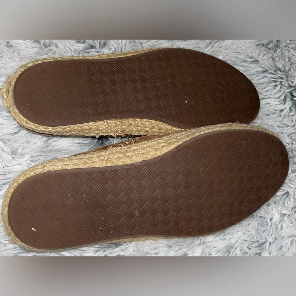 COLE HAAN Mens 9.5 M Brown Leather Jute Rope Casual Slip-On Loafers